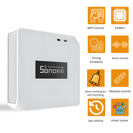SONOFF RF BridgeR2 Smart 433MHz RF Wi-Fi Converter | Remote Control Hub | Works with RF Sensors & Switches | Smart Home Automation