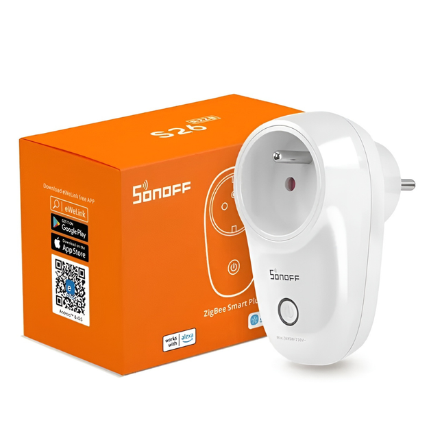 SONOFF S26R2ZBTPF-CFH Zigbee 3.0 Smart Plug | 16A High-Power Smart Socket | Energy Monitoring | Works with Alexa, Google Home &amp; SmartThings | App; Voice Control | EU Plug