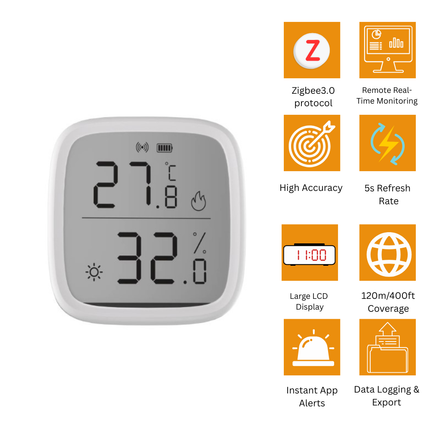 SONOFF SNZB-02D Zigbee 3.0 Temperature & Humidity Sensor | LCD Display | Real-Time Monitoring | Works with Alexa, Google Home & SmartThings | App Alerts & Automation