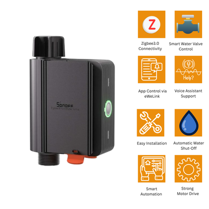 SONOFF SWV-BSP Smart Water Valve Controller | Automatic Water Shut-Off | App & Voice Control | Works with Alexa & Google Home | Leak Detection Support | Smart Home Automation