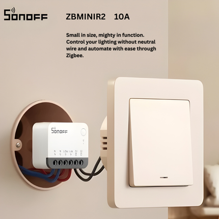 SONOFF ZBMINIR2 Zigbee 3.0 Smart Switch | 10A Compact Smart Relay Module | No Neutral Required | Works with Alexa, Google Home & SmartThings | App & Voice Control