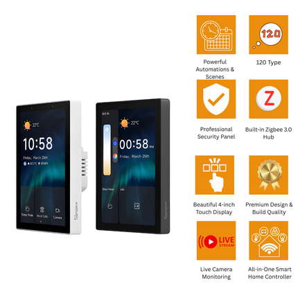SONOFF NSPanel Pro 120 | Smart Home Control Panel with Zigbee 3.0 Gateway | 4" Touchscreen | Wi-Fi | Security Hub | Automation Dashboard | Model: NSPanel Pro