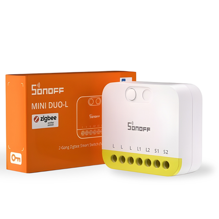 SONOFF MINI-ZB2GS-L 2-Gang Zigbee Smart Switch | No Neutral Required | Zigbee 3.0 | Dual Channel Control | Supports External Switch | Works with Zigbee Hub, Home Assistant