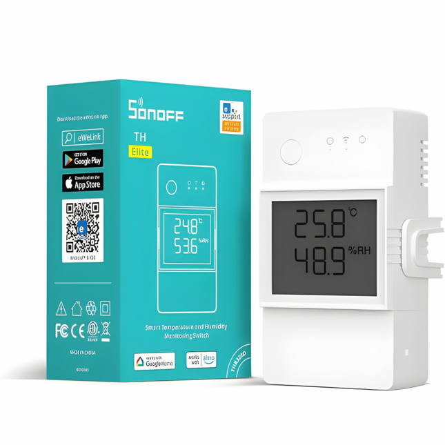 SONOFF THR320D Smart Wi-Fi Temperature & Humidity Monitoring Switch | 20A Power Control | Compatible with TH Sensor | Smart Home Automation