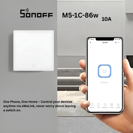SONOFF M5 Series UK Size 7*7 Smart Wi-Fi Touch Switch |Wall Switch | Remote Control | Scheduling | Smart Home Automation