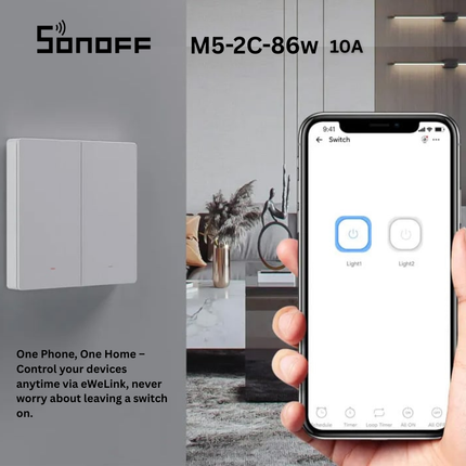 SONOFF M5 Series UK Size 7*7 Smart Wi-Fi Touch Switch |Wall Switch | Remote Control | Scheduling | Smart Home Automation