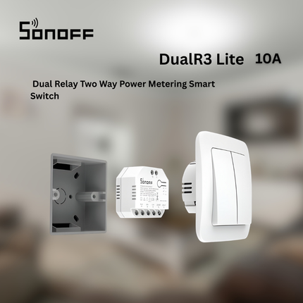 SONOFF DualR3 Lite Smart Wi-Fi Dual Relay Switch | Remote Control | Energy Monitoring | Scheduling | Smart Home Automation