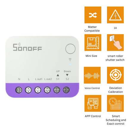 SONOFF MINI-RBS Smart Roller Shutter Switch | Wi-Fi Curtain & Blind Controller| DIY Module | Remote Control | Smart Home Automation