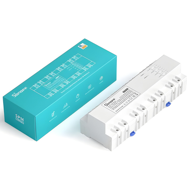 SONOFF SPM-4RELAY Smart Power Monitoring Switch | 4-Channel Relay Module | DIN Rail Mounted | Energy Management | Smart Home Automation