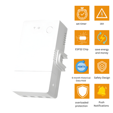 SONOFF POWR316 Smart Wi-Fi Power Monitoring Switch | 16A Energy Meter | Overload Protection | Smart Home Automation