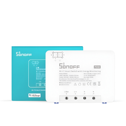 SONOFF POWR3 Smart Wi-Fi Power Monitoring Switch | 25A High Power | Energy Meter | Overload Protection | Smart Home Automation