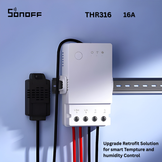 SONOFF THR316 Smart Wi-Fi Temperature & Humidity Monitoring Switch | 16A Power Control | Compatible with TH Sensor | Smart Home Automation