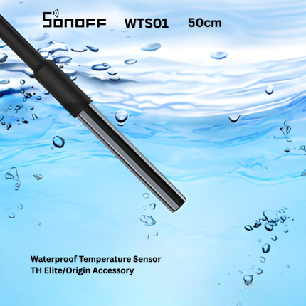 SONOFF WTS01 50cm Waterproof Temperature Sensor | Stainless Steel Probe | Compatible with TH Series | Smart Home Monitoring