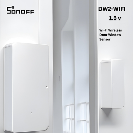 SONOFF DW2-WIFI Wireless Door & Window Sensor | Wi-Fi Smart Home Security | Battery Powered | Remote Monitoring via eWeLink