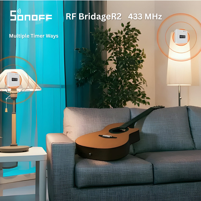 SONOFF RF BridgeR2 Smart 433MHz RF Wi-Fi Converter | Remote Control Hub | Works with RF Sensors & Switches | Smart Home Automation