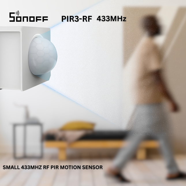 SONOFF PIR3-RF Wireless Motion Sensor | 433MHz RF Compatible | Battery Powered | DIY Smart Home Security