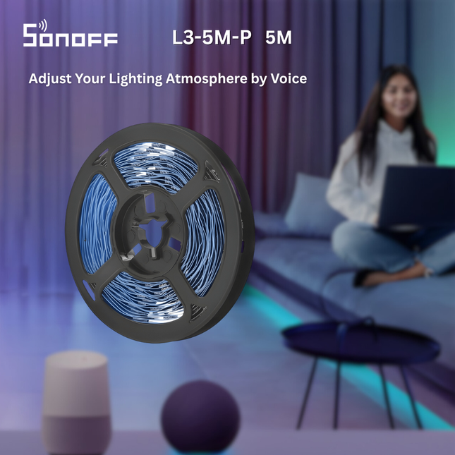 SONOFF L3-5M-P Smart Wi-Fi RGB LED Light Strip | 5M Flexible Strip | Voice Control | Music Sync | Smart Home Lighting
