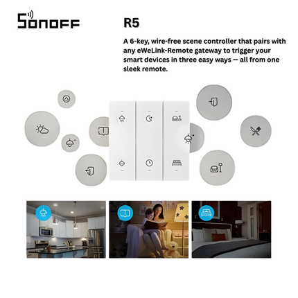 SONOFF R5 Scene Controller Wireless Switch | Multi-Button Control | Battery Powered | eWeLink Smart Home Automation