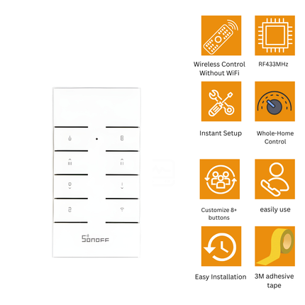 SONOFF RM433R2 433MHz RF Remote Control | Wireless Scene Controller | Battery Powered | eWeLink Smart Home Automation