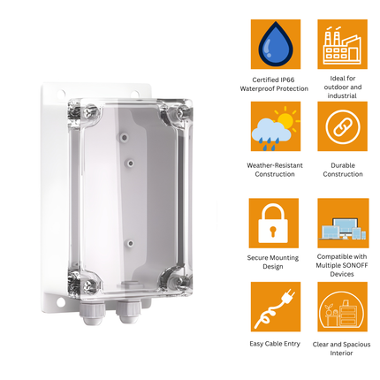 SONOFF IP66 Waterproof Casing | Outdoor Weatherproof Enclosure | Protective Housing for Smart Switches | Durable & Easy Installation