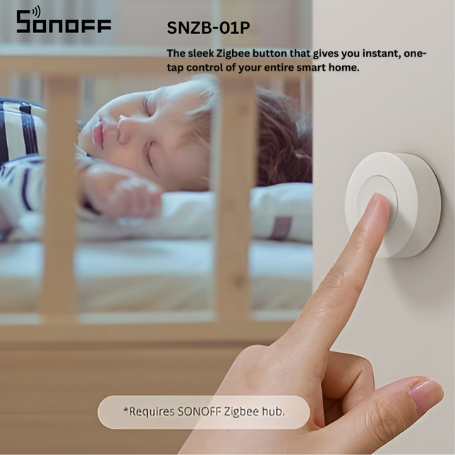 SONOFF SNZB-01P Zigbee Wireless Button | Smart Scene Switch | One-Tap, Double-Tap & Long-Press Control | Works with eWeLink, Alexa, Google Home & SmartThings | Battery-Powered Smart Remote