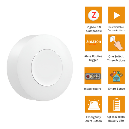 SONOFF SNZB-01P Zigbee Wireless Button | Smart Scene Switch | One-Tap, Double-Tap & Long-Press Control | Works with eWeLink, Alexa, Google Home & SmartThings | Battery-Powered Smart Remote