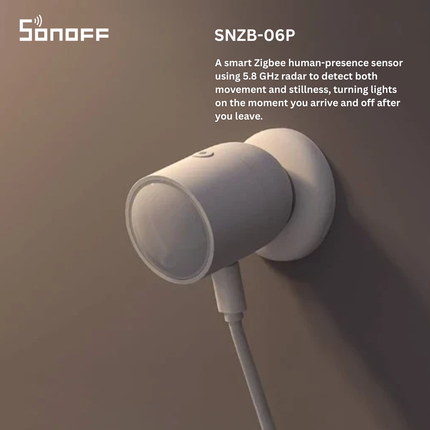 SONOFF SNZB-06P Zigbee 3.0 Human Presence Sensor | mmWave Radar Motion Detection | Ultra-Accurate Presence Monitoring | Works with eWeLink, Alexa & Google Home | Smart Home Automation