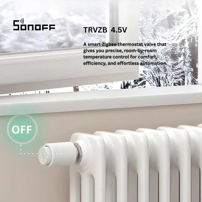 SONOFF TRVZB Smart Zigbee Thermostatic Radiator Valve | Programmable Heating Control | Works with Alexa, Google Home & SmartThings | App & Voice Control | Energy-Saving Smart Heating