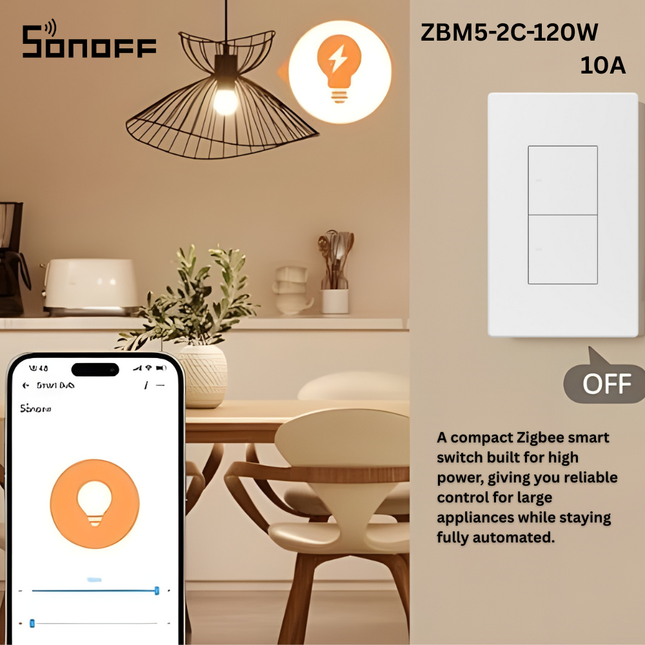SONOFF ZBM5-XC-120W Series Zigbee Smart Switch | 120W ZB Smart Switch | Remote Control & Scheduling | Smart Home Automation
