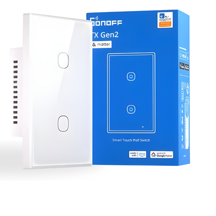 SONOFF T6-120 Matter Series Smart Touch Wall Switch | Wi-Fi & 433MHz RF Control | Glass Panel Touch Switch | Works with Alexa & Google Home | 1/2/3-Gang Options | Smart Lighting Automation