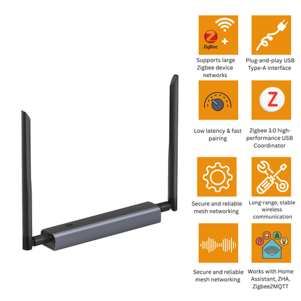SONOFF Zigbee 3.0 USB Dongle-M | Zigbee Gateway & Coordinator | Connects Smart Zigbee Devices to Home Assistant, ZHA & Zigbee2MQTT | Long-Range USB Bridge