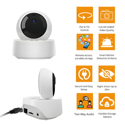 SONOFF GK-200MP2-B 2MP Smart Wi-Fi Indoor Security Camera | Full HD 1080P | Two-Way Audio | Night Vision | Smart Home Monitoring