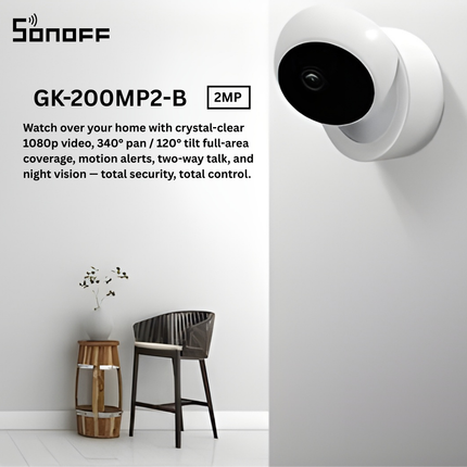 SONOFF GK-200MP2-B 2MP Smart Wi-Fi Indoor Security Camera | Full HD 1080P | Two-Way Audio | Night Vision | Smart Home Monitoring