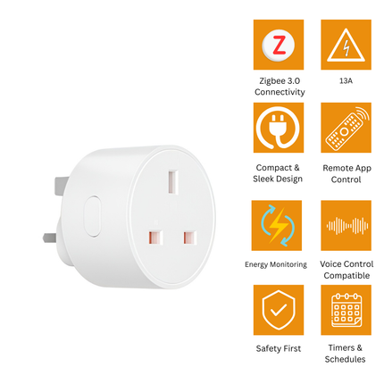 SONOFF S60ZBTPG-13A Smart Zigbee Plug | 13A E27 Socket | Remote Control & Scheduling | Voice Control | Smart Home Automation