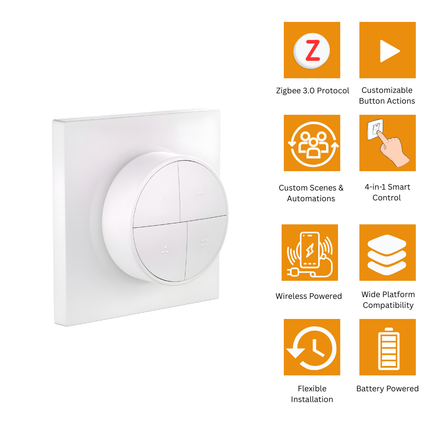 SONOFF SNZB-01M Zigbee Smart Wireless Scene Button | 4-in-1 Control (Single / Double / Triple / Long Press) | Zigbee 3.0 | Battery Powered | Works with Zigbee Hub & Home Assistant