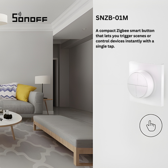 SONOFF SNZB-01M Zigbee Smart Wireless Scene Button | 4-in-1 Control (Single / Double / Triple / Long Press) | Zigbee 3.0 | Battery Powered | Works with Zigbee Hub & Home Assistant