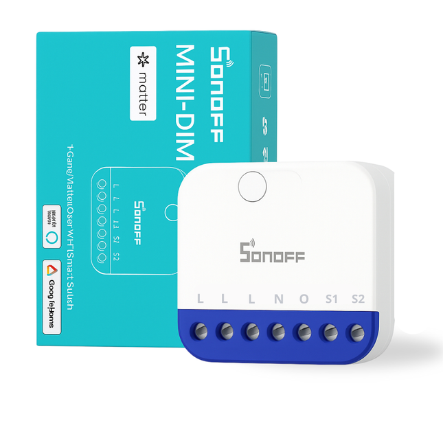 SONOFF MINI-DIM Matter Smart Wi-Fi Dimmer Switch | Matter over Wi-Fi | Brightness Control 1–100% | Works with Apple Home, Alexa & Google Home | Supports External Switch