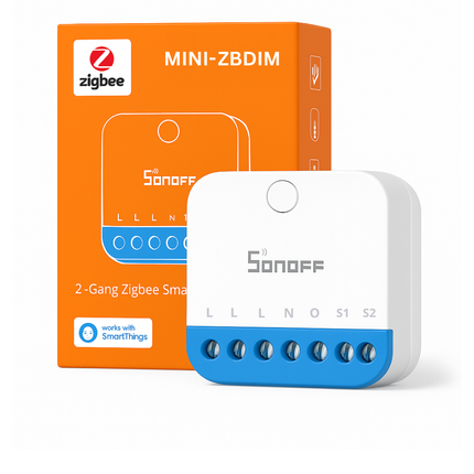 SONOFF MINI-ZBDIM Zigbee Smart Dimmer Switch | Zigbee 3.0 | Smooth Brightness Control 1–100% | Supports External Switch | Works with Zigbee Hub, Home Assistant & Zigbee2MQTT