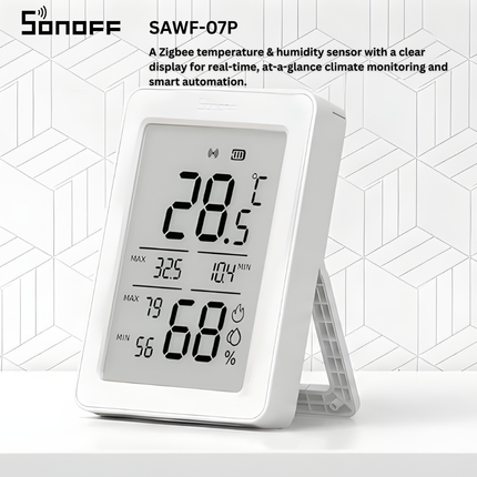 SONOFF SNZB-02DR2 Zigbee Temperature & Humidity Sensor with Display | Zigbee 3.0 | Real-Time Monitoring | Smart Automation | Works with Zigbee Hub, Home Assistant
