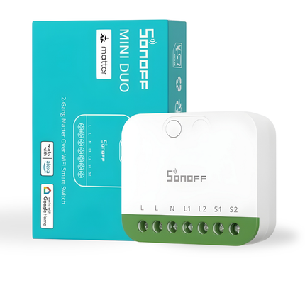 SONOFF MINI-2GS Matter Dual Smart Switch 16A | 2-Gang Wi-Fi Relay Module | Independent Dual Channel Control | App & Voice Control | Smart Home Automation
