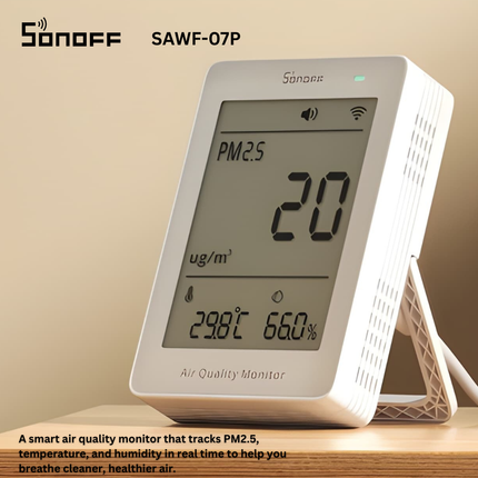 SONOFF SAWF-07P AirGuard PM2.5 Air Quality Monitor | Matter over Wi-Fi | Real-Time PM2.5, Temperature & Humidity Monitoring | Smart Alerts | Works with Alexa, Google Home & Apple Home