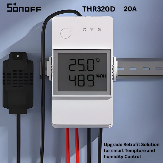 SONOFF THR320D Smart Wi-Fi Temperature & Humidity Monitoring Switch | 20A Power Control | Compatible with TH Sensor | Smart Home Automation