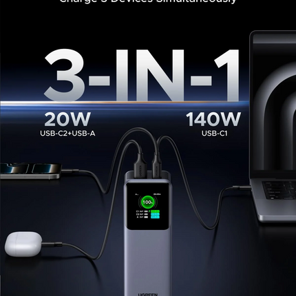 UGREEN Nexode 25000mAh 200W Smart Display Fast Charging Power Bank | PB722 | 35525B