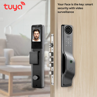 Tuya Wi-Fi Smart Door Lock with Face Recognition, Fingerprint, Camera & Video Call – 5-in-1 Auto Opening Lock with Video Surveillance |SE105