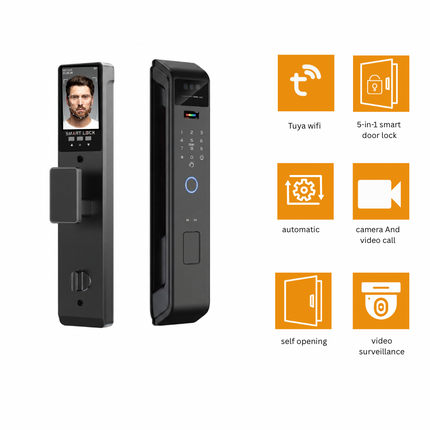 Spark SL-120 Fully Automatic Smart Lock for Security Doors – Face Recognition, Fingerprint, Video Camera & Tuya Wi-Fi