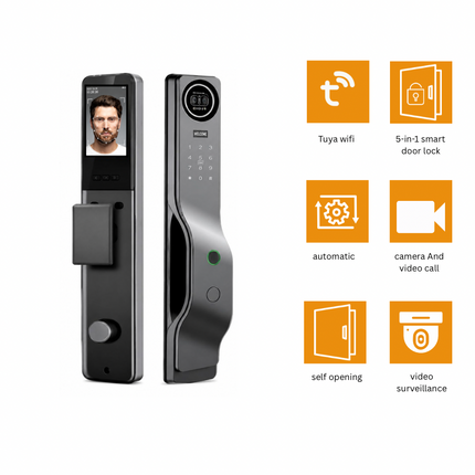 Spark SL-200 Fully Automatic Smart Lock for Security Doors – Face Recognition, Fingerprint, Video Camera & Tuya Wi-Fi