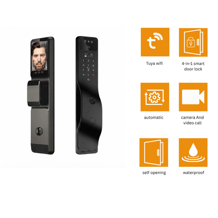 Spark SL-350 Fully Automatic Smart Lock for Security Doors – Face & Palm Recognition, Fingerprint, Video Camera & Tuya Wi-Fi