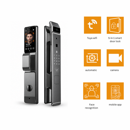 Spark SL-51 Fully Automatic Smart Lock for Security Doors – Face Recognition, Fingerprint, Camera & Tuya Wi-Fi