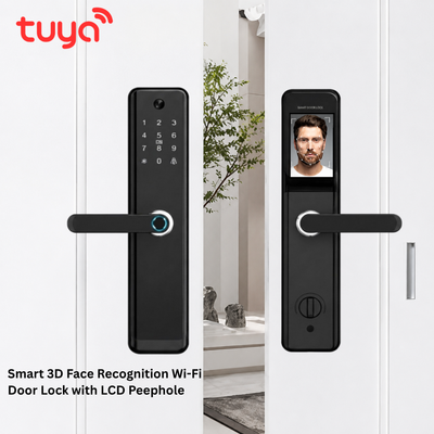 قفل باب ذكي من Tuya بالتعرف على الوجه وبصمة الإصبع ولوحة مفاتيح ومقبض – قفل ذكي WiFi
