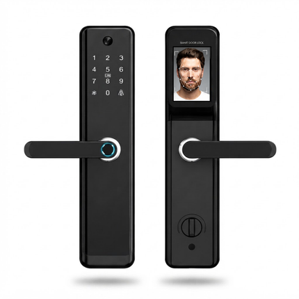 Tuya Smart Face Recognition Door Lock with Fingerprint, Keypad & Lever Handle – WiFi Smart Lock